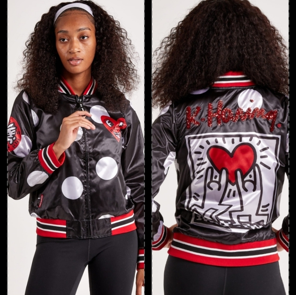 Members Only Keith Haring Bomber Jacket Rain Windbreaker Graffiti Coat NEW  Smal